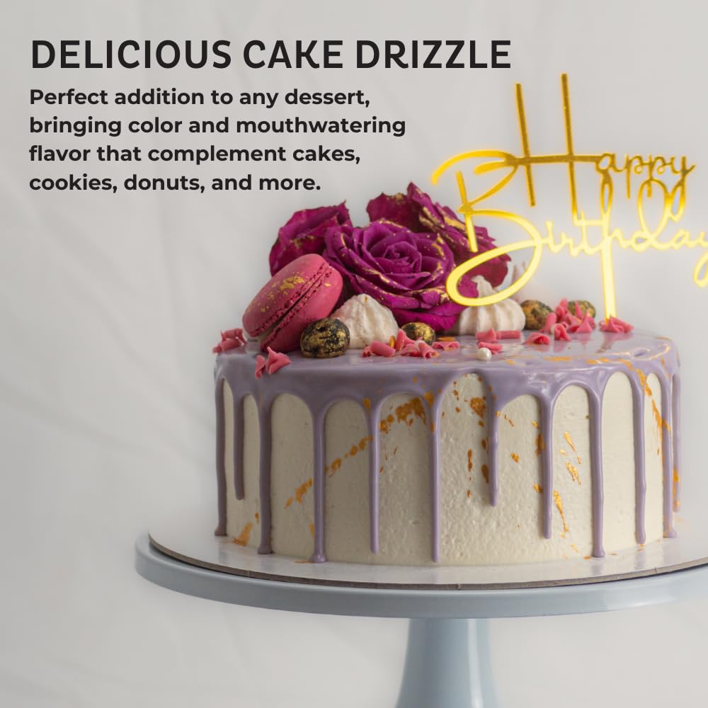 Vanilla-Flavored Cake Drizzle by Chefmaster, Edible Cake Drip Frosting for Decorating, Drip for Cakes, Cupcakes, Cookies, Donuts, 10 oz