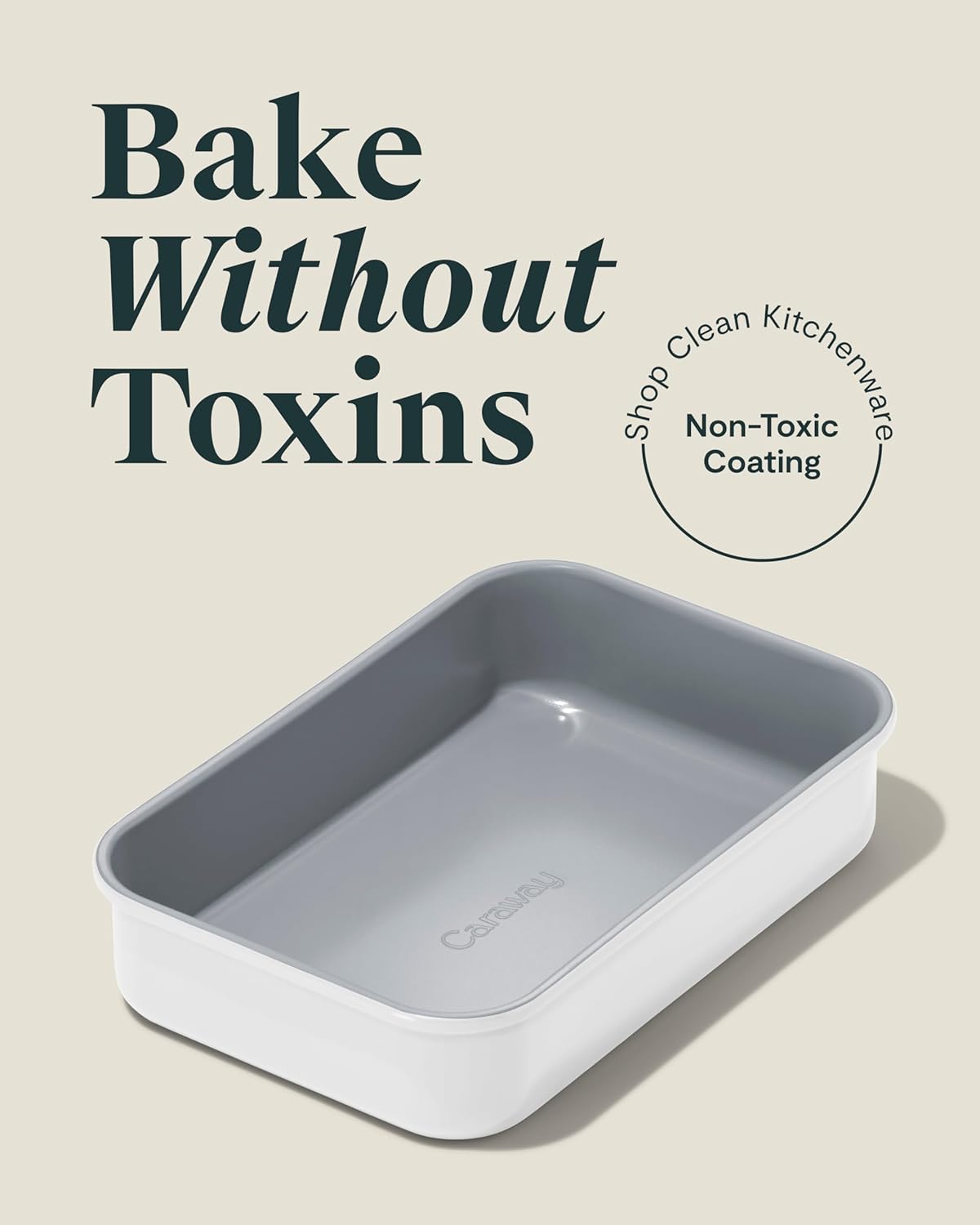 Caraway Nonstick 9” x 6.5” Small Rectangle Baking Pan – Non-Toxic, PTFE & PFOA Free – Aluminized Steel Core – Deep Ceramic Baking Pan for Casseroles, Lasagna & More - White