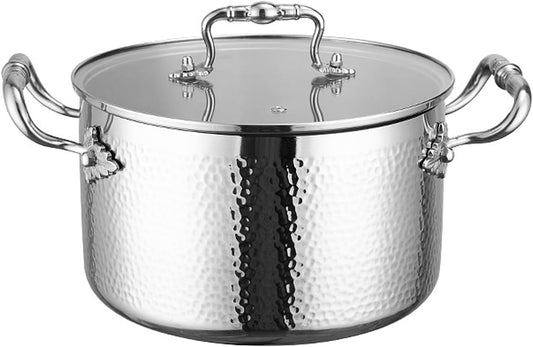 Stainless Steel Stock Pot with Visible Lid for Pasta, Soup, Spaghetti, Nonstick Thick Bottom Stockpot, Induction Pasta Pot Compatible with All Cooktops, Dishwasher Safe,7QT