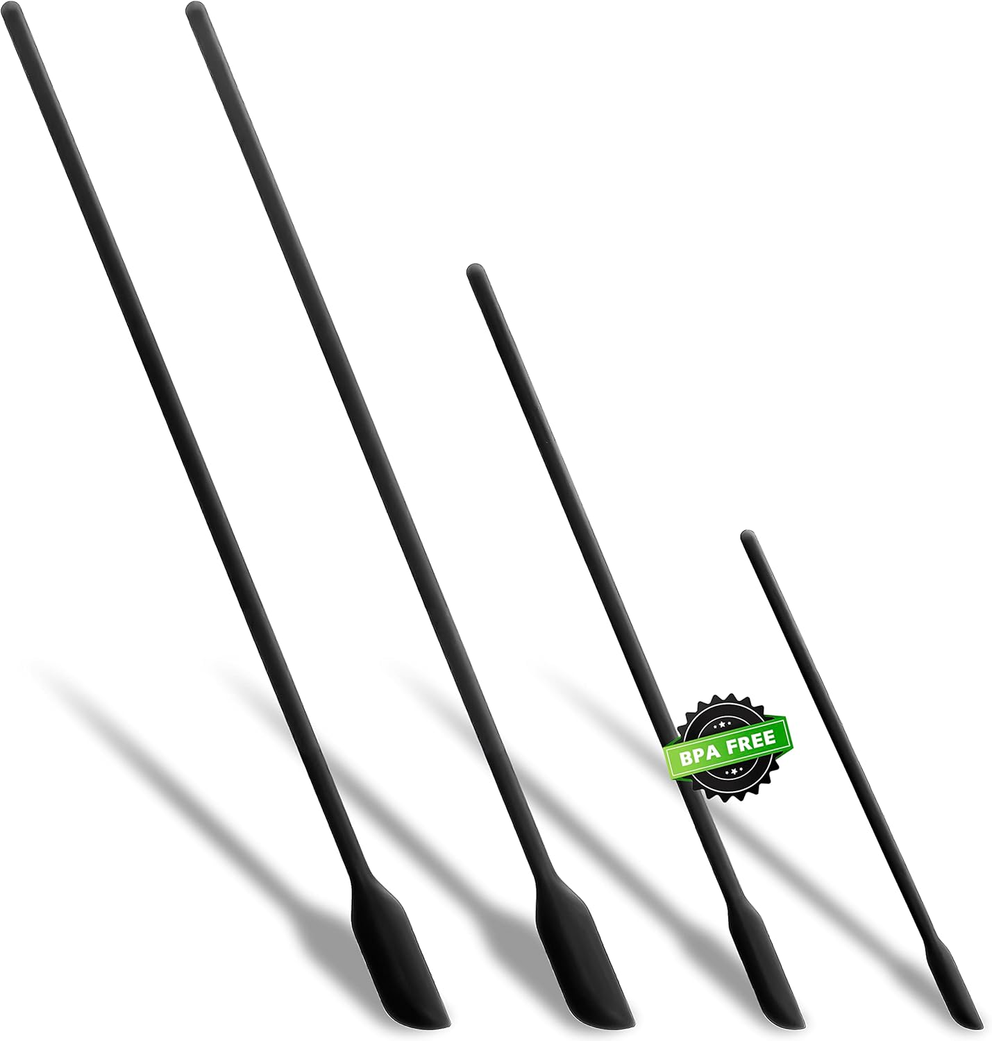 Anaeat Mini Silicone Spatulas - Set of 4 Multifunctional Small Kitchen Scraper Lotion Stirrer Tiny Makeup Beauty Spatula Reusable for Jam Jar, Cosmetic Bottles, Narrow Can and Thin Bottles (Black)