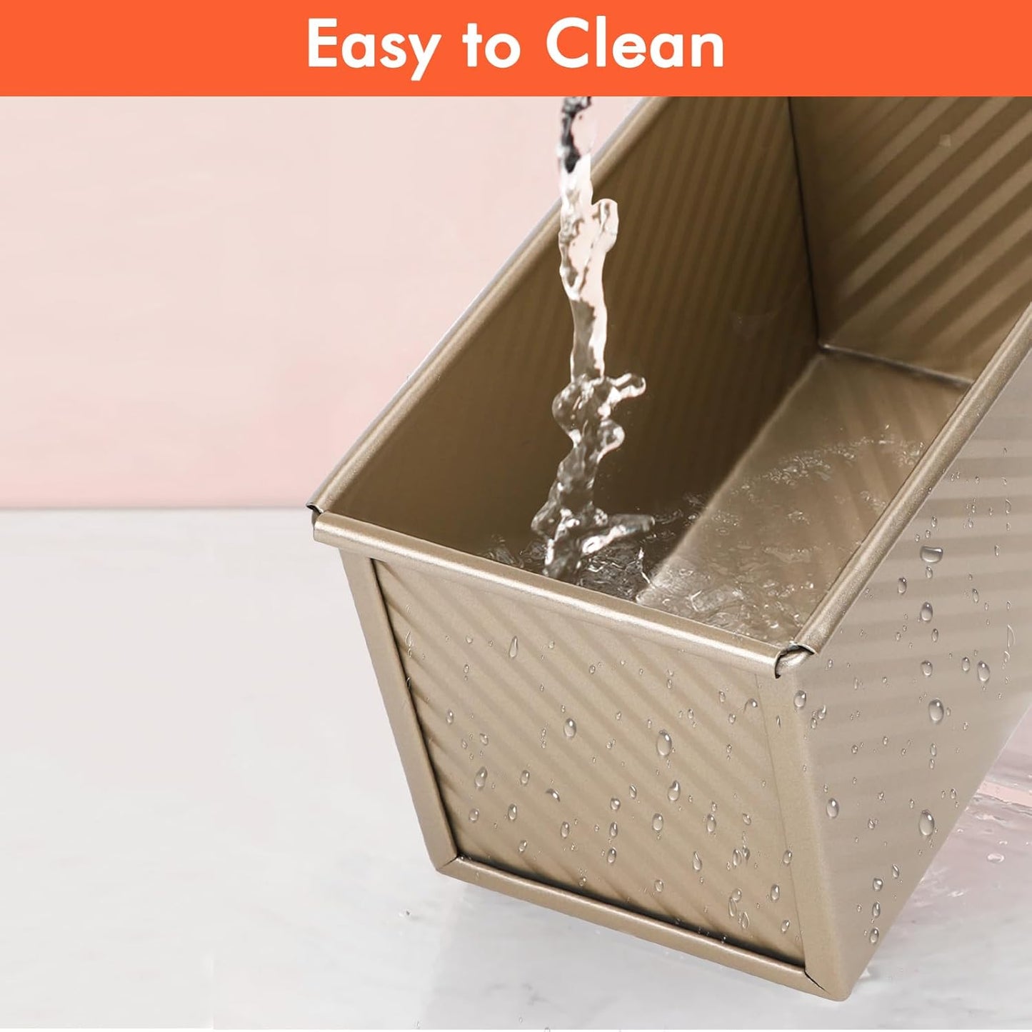 Beasea Pullman Loaf Pan With Lid, Non-Stick Carbon Steel Corrugated Bread Toast Box Mold With Cover Baking Tools - Gold