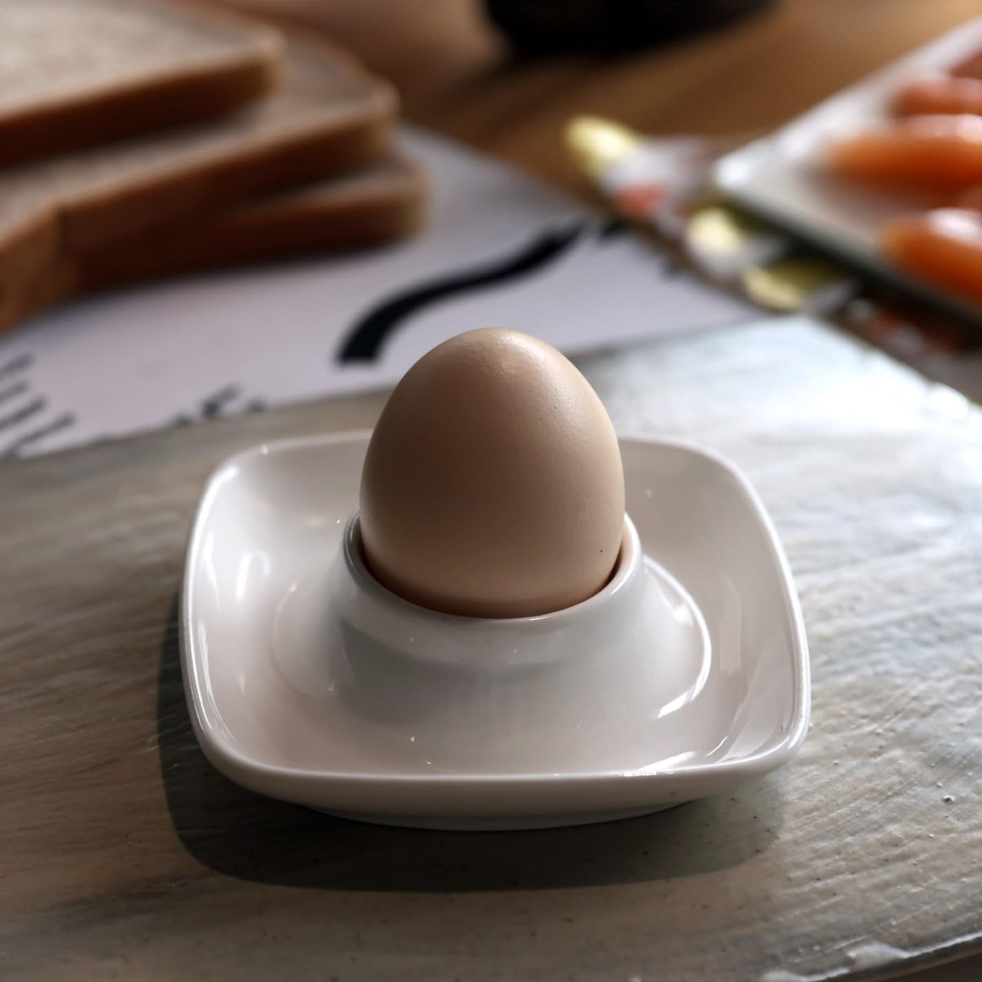 Ceramics White Egg Cups Egg Holders for Hard Boiled Eggs Set 6pcs