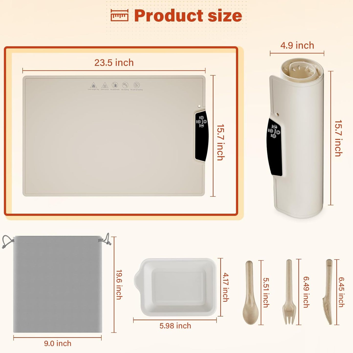 Warming Mat for Food – Silicone Heated Tray with Auto Reheat & Built-in Heating Element – Ideal Food Warmer for Parties, Buffets, Dinner & Gifts for Women