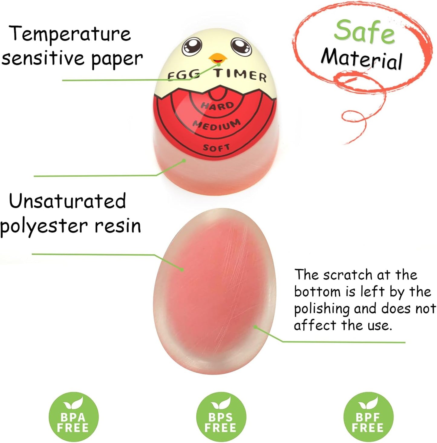 Lasubst Egg Timer That Goes in Water for Soft Medium Hard Boiled Eggs, 1 Red 1 Blue