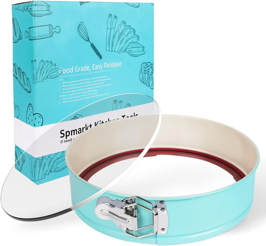 10-Inch Glass Bottom Springform Pan with Silicone Seal, Springform Pan 10 inch Nonstick,10In Cheesecake Pans Springform, Leak-Proof, Nontoxic & Oven-Safe