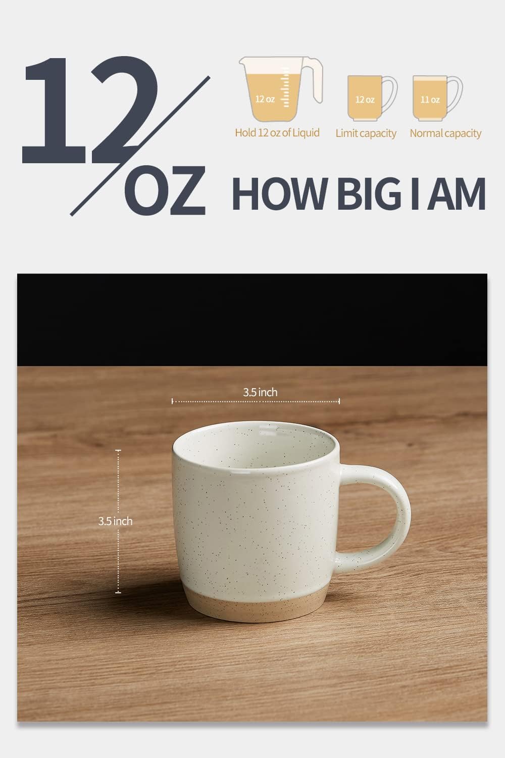 famiware Coffee Mugs for 4, 12 oz Mug Set, Dringking Cup with Handle for Coffee, Tea, Cocoa, Milk, Milkyway serise, White