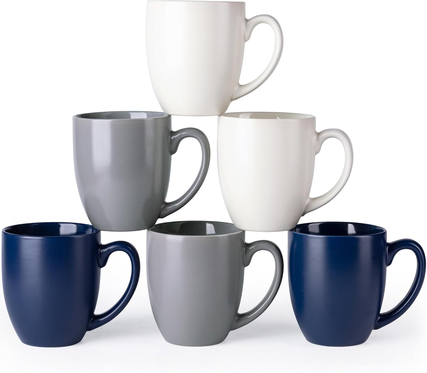 AmorArc 16oz Coffee Mugs Set of 6, Large Ceramic Coffee Mugs for Man, Woman, Dad, Mom, Modern Coffee Mugs with handle for Tea/Latte/Cappuccino/Cocoa. Dishwasher&Microwave Safe, Multi-Color