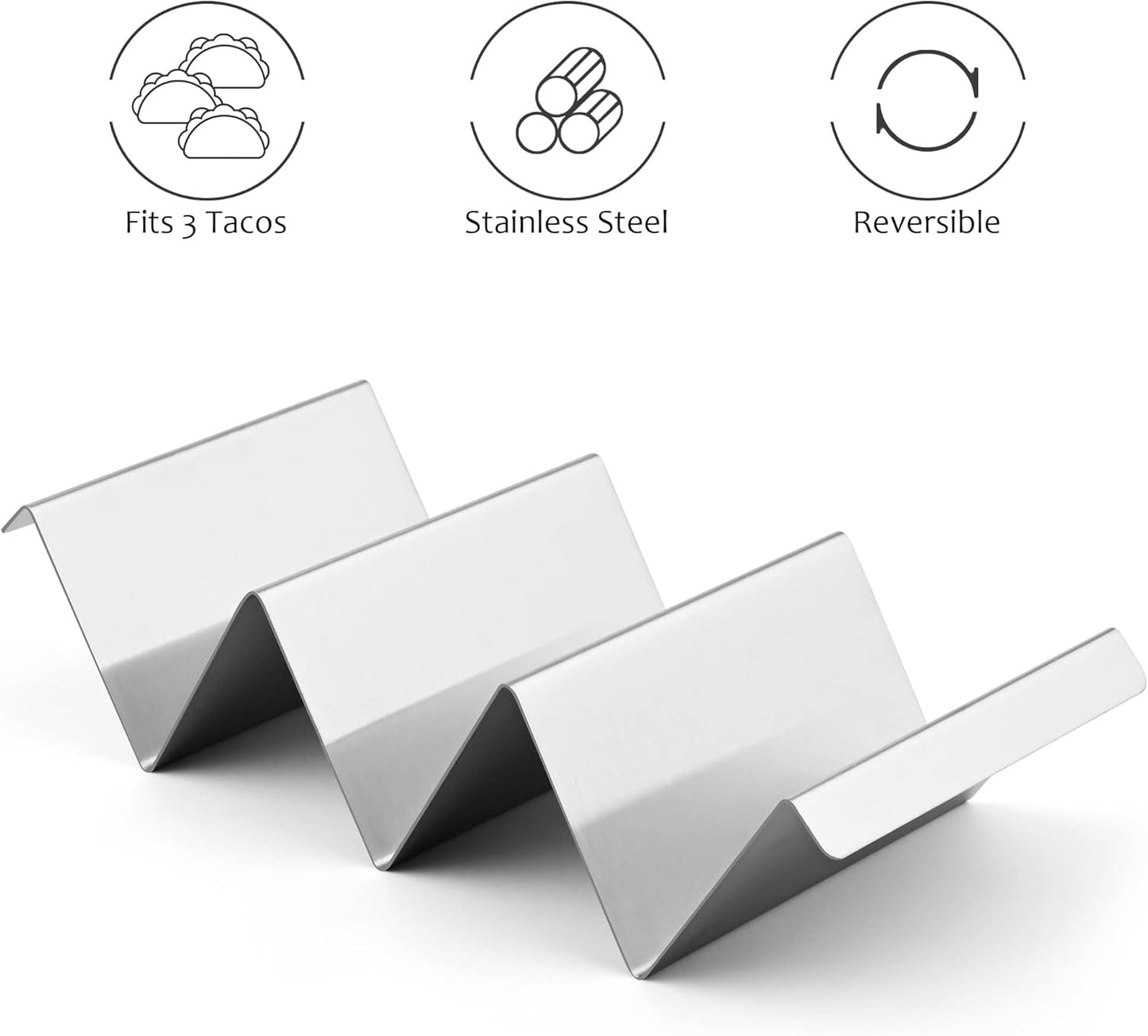 Smithcraft Stainless Steel Taco Holder Set - Stand with Handle, Holds Up to 3 Tacos Each