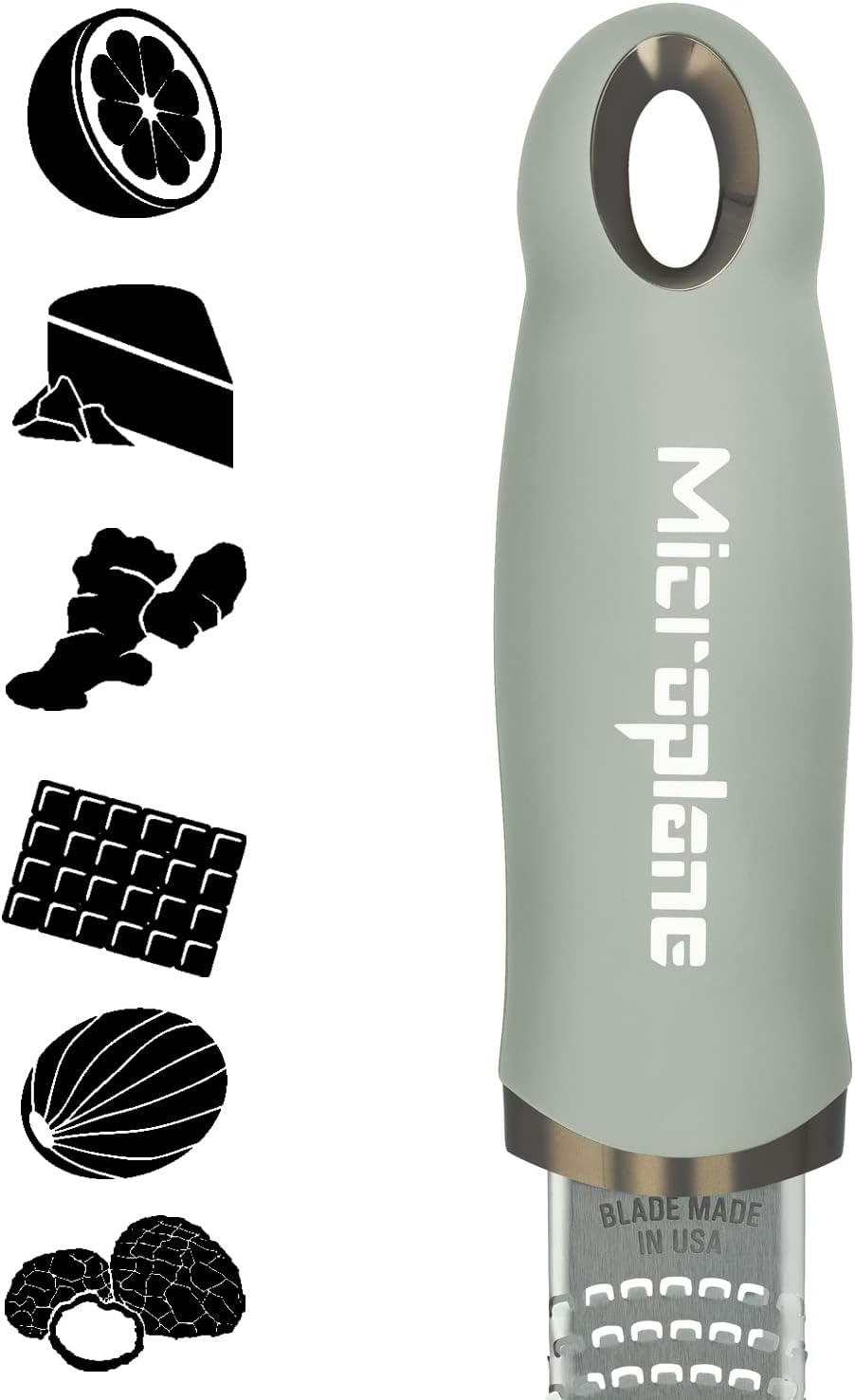 Premium Classic Zester- Sage Green | Lemon Zester tool, Hard Cheese & Vegetable Grater | For Citrus, Parmesan Cheese, Garlic, Ginger, Nutmeg | Fine Stainless Steel Blade, Made in USA