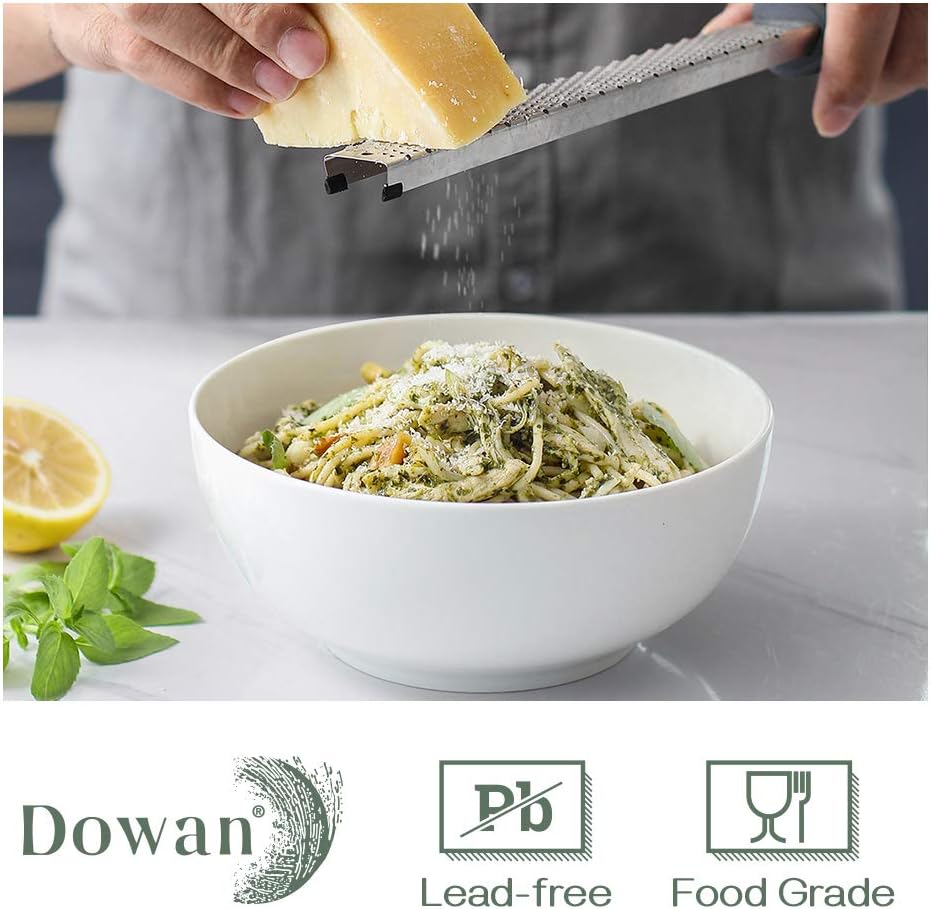 DOWAN Soup Bowls, Ramen Bowl for Noodle, 39 Ounce large Cereal Bowls for Kitchen, 7 Inches Centerpiece Bowls, Microwave and Dishwasher Safe, White