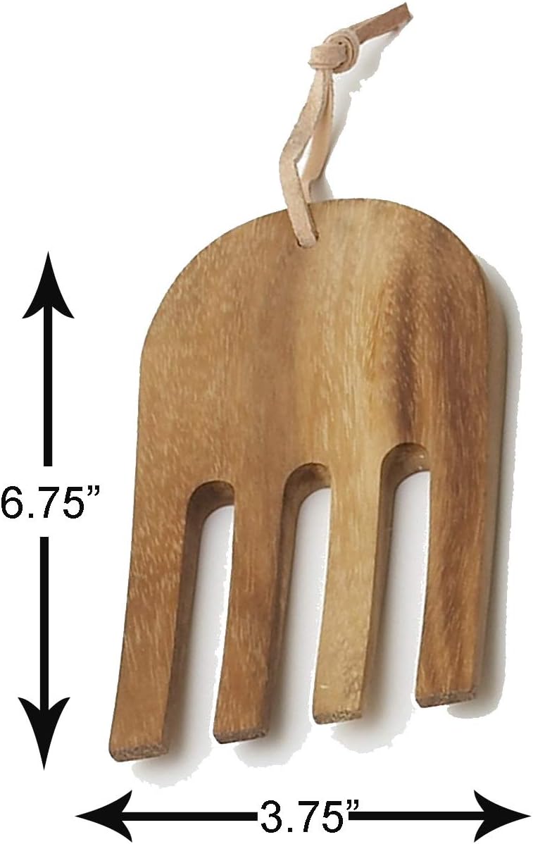 Acacia Wood 10” Salad Serving Bowl with Salad Hands 3 Piece Set by Woodard & Charles ★★PACK OF 4★★