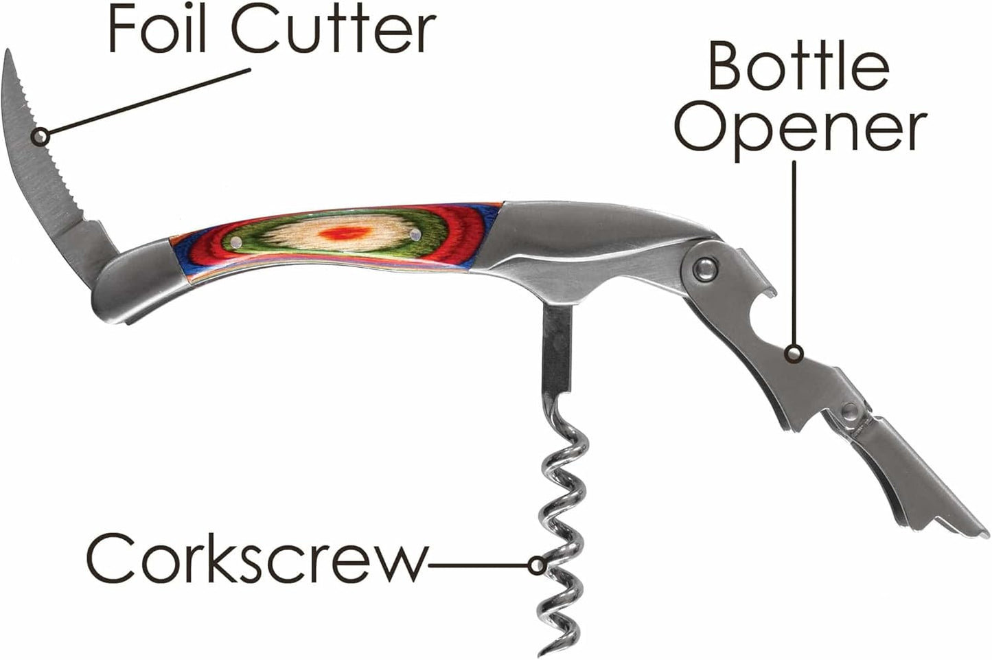 Totally Bamboo Baltique Marrakesh Collection Waiter's Friend Wine Key for Servers, Multifunctional Wine Opener with Corkscrew, Foil Cutter and Bottle Opener