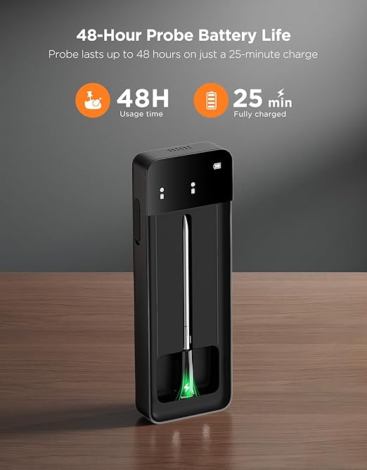 GoveeLife Bluetooth Wireless Meat Thermometer with Standalone Digital Base, WiFi Unlimited Range, ±1.8℉ Accuracy, IP68 Waterproof Real Time Monitoring Probes for Kitchen, BBQ, Grill, Oven, Smoker