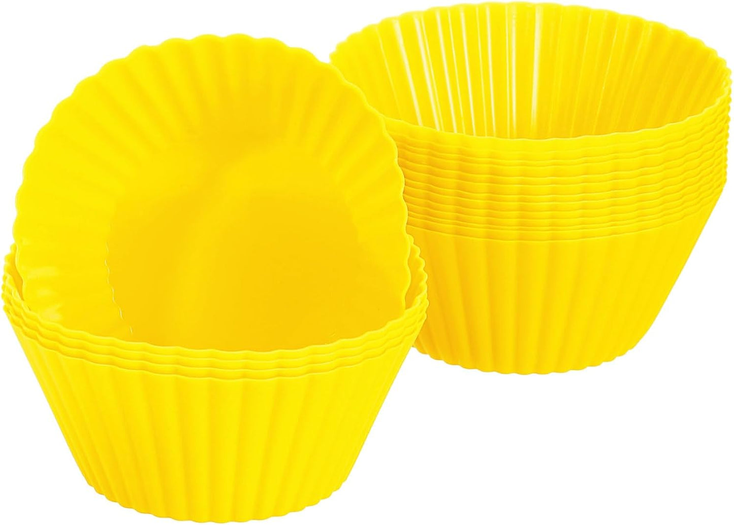 uxcell 18Pcs Silicone Cupcake Liners, Non-Stick Baking Cups, for Cooking Eggs, Baking Muffins and Make a Cake(Yellow)