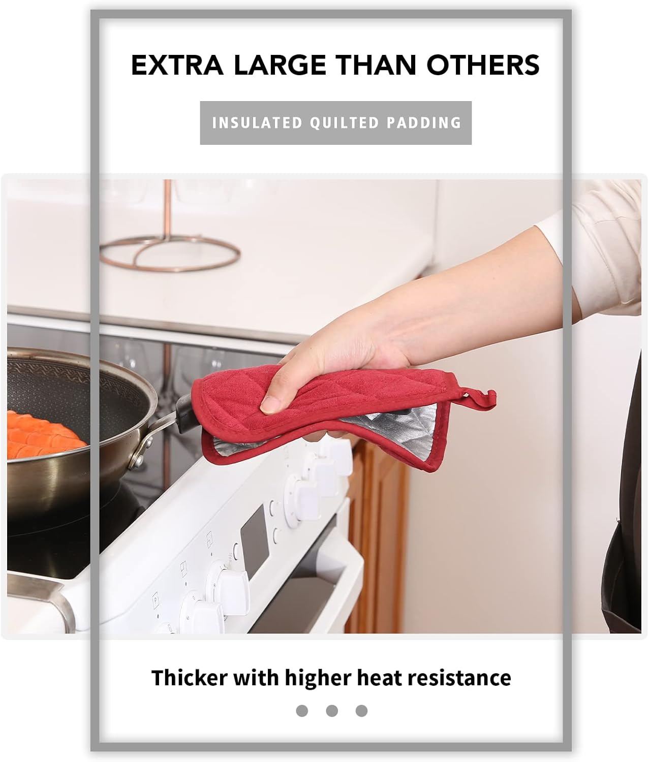 Joyhalo 4 Pack Pot Holders for Kitchen,Cotton Oven Holder with Great Heat Resistance,Non Slip Hot Pads for Kitchen Clearance,Dark Red