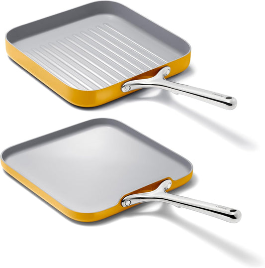 Caraway Griddle Pan & Grill Pan Duo - Non-Stick Ceramic Coated - Non Toxic, PTFE & PFOA Free - Oven Safe & Compatible with All Stovetops – Marigold
