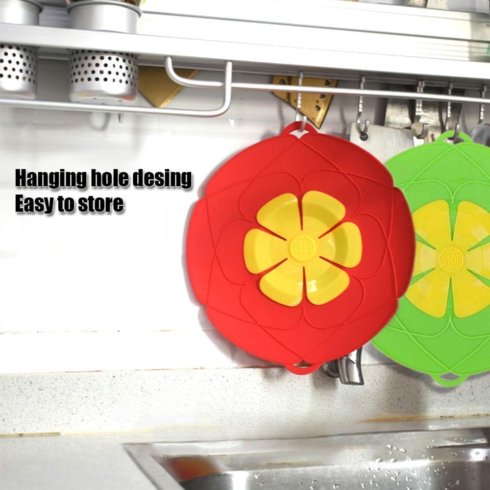 2 Pack Spill Stopper Lid Cover, 10.2 inch and 11 inch, Boil Over ‎Spill Stopper, Microwave Splatter Food Cover, BPA-Free Silicone Lids and Dishwasher Safe, for Home Kitchen