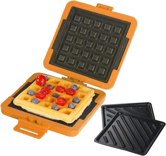 Microwave Sandwich Maker & Waffle Maker 2-in-1 Set - Full Wrap detachable Silicone waffle sandwich maker for Breakfast/meats,Fast Grilled cheese,Dishwasher Safe,Portable for Home/Travel/Gifts