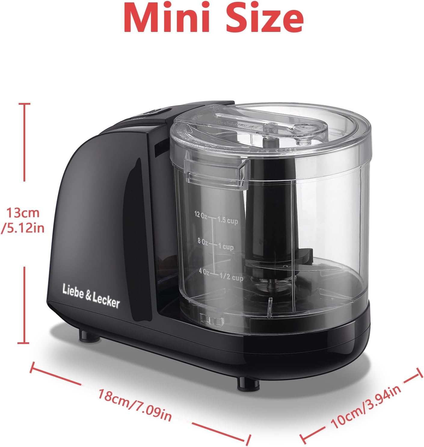 Liebe&Lecker Mini Food Processor,1.5 Cup Mini Chopper for Cutting Vegetable, Garlic,Onion and Meat