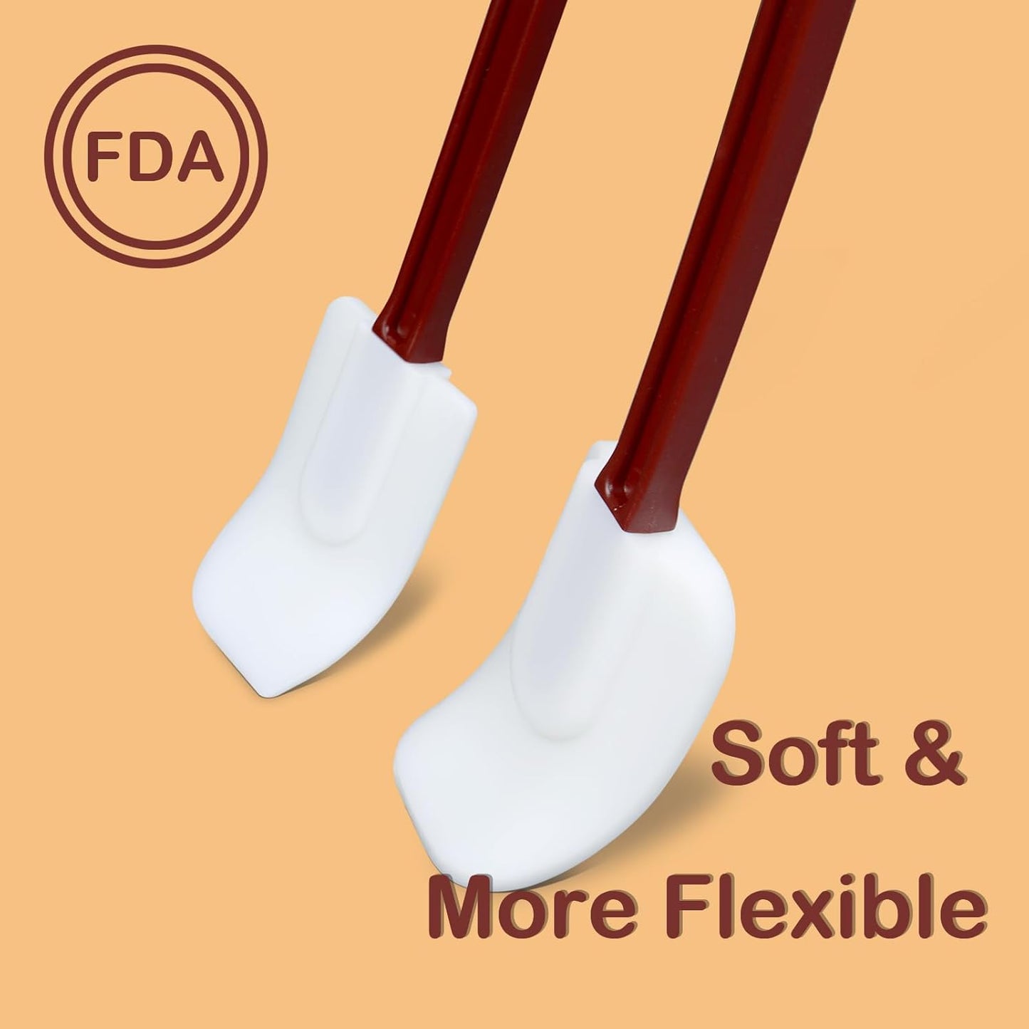 13.5 INCH Silicone Spatulas Heat Resistant Heavy Duty Rubber Spatulas Commercial Spatulas Set for Kitchen Use Silicone Cooking Utensils Sets of 2