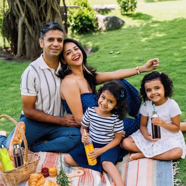 Clear Glass Bottles with Lids 18 oz, Reusable Glass Water Bottles with Stainless Steel Cap for Juicing,Refrigerator,100% Leak Proof, BPA Free, Juice Water Bottle Set of 12