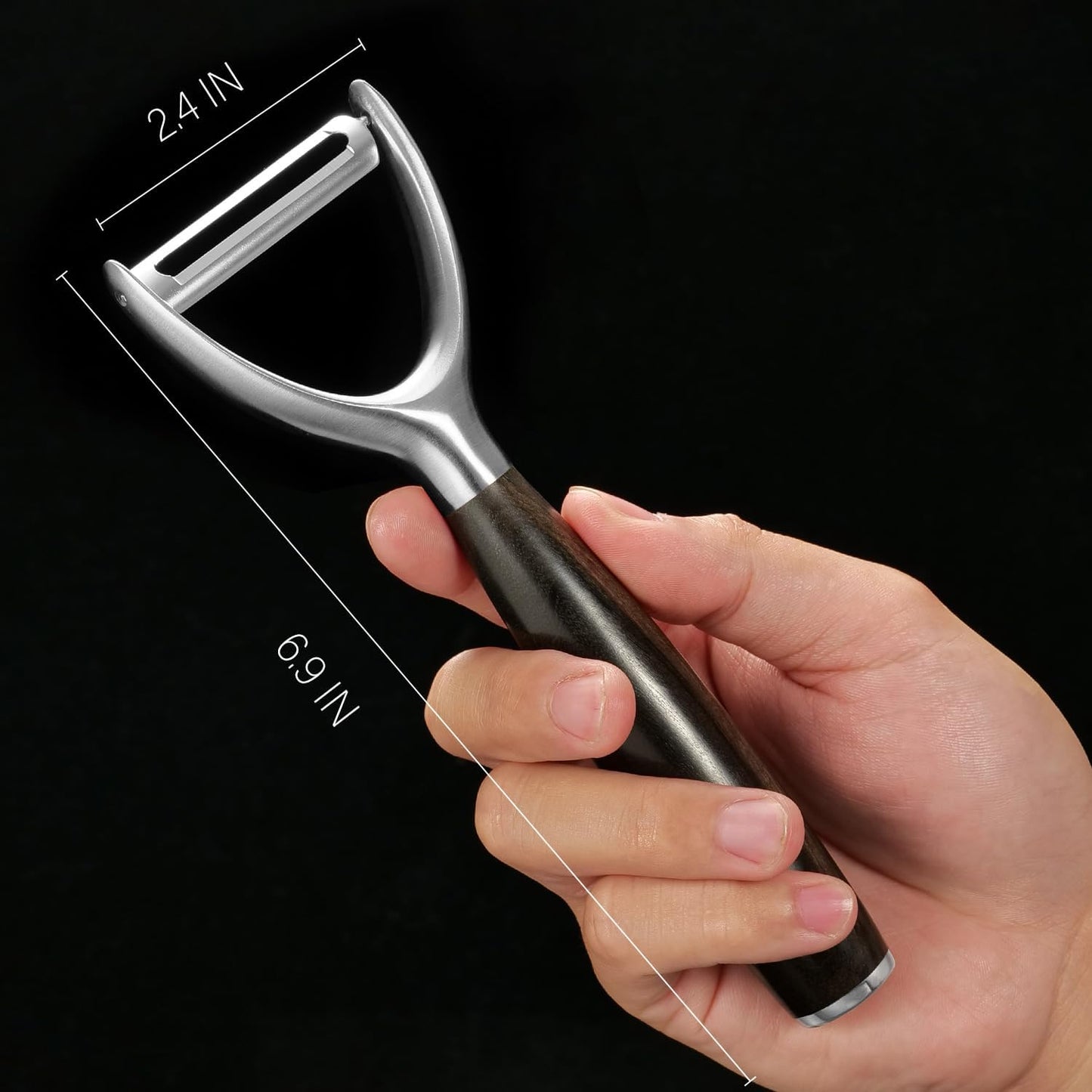 Premium Y Type 304 Stainless Steel Multifunctional Kitchen Peeler Real Wood Handle Ultra Sharp Blade Vegetable Potato Apple（Agarwood）