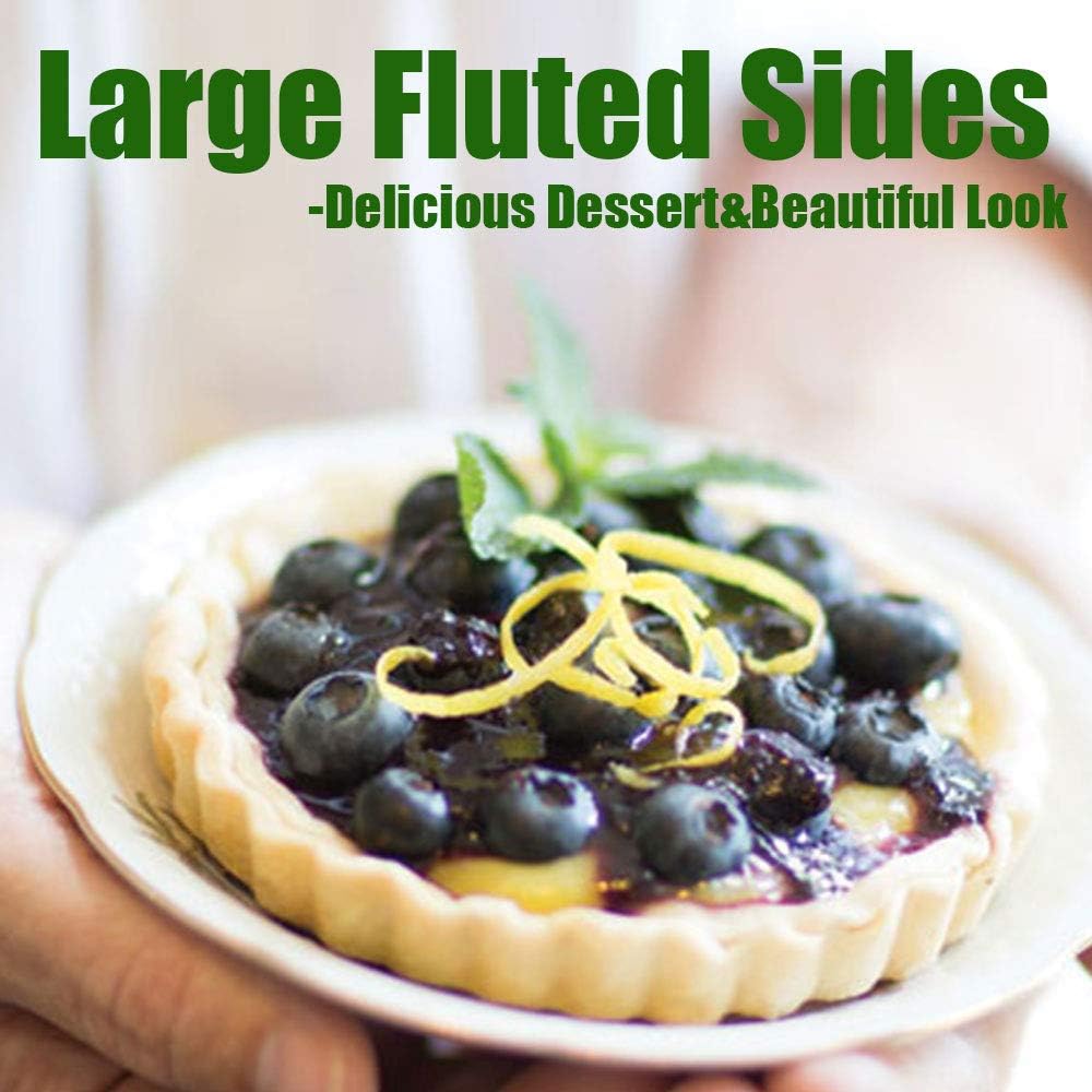 DATANYA 6 Pack 5 Inch Mini Tart Pans with Removable Bottom Round Nonstick Quiche Pan, Heavy Duty Fluted Side Pie Tart Molds for Tartlets, Mousse Cakes, Dessert Baking