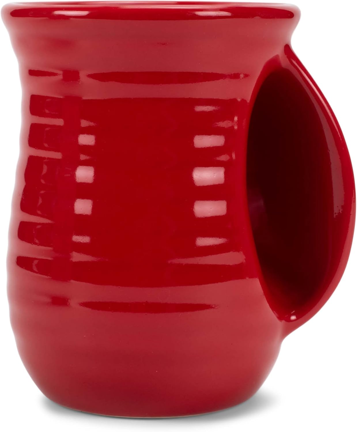 Elanze Designs Ribbed 14 ounce Ceramic Stoneware Handwarmer Mug, Red