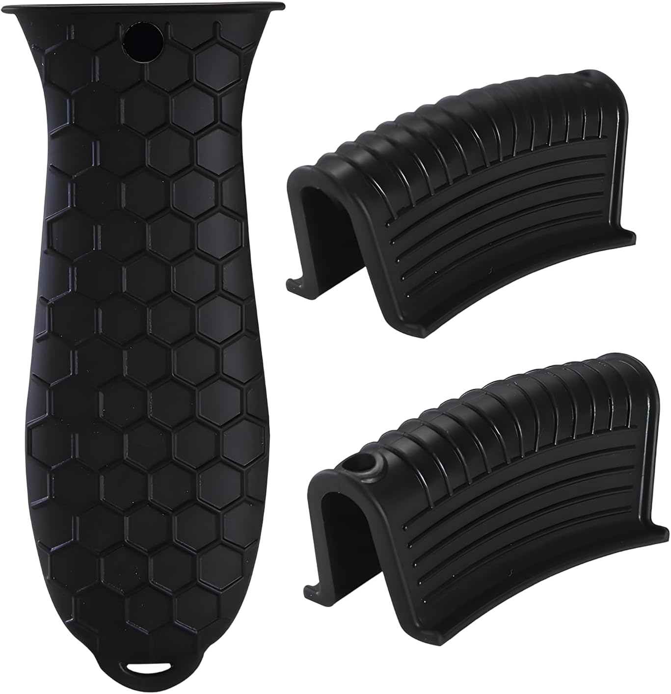 Cast Iron Skillet Handle Covers - 3 Pack Non-Slip Pot Handle Covers Potholder, Heat Resistant Silicone Pan Handle Sleeve for Cast Iron Skillet Metal Pan (Black)