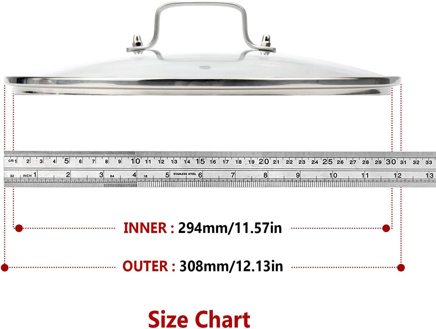 Antrader Tempered Glass Lid,12" Glass Covers for Pots,Pans and Skillets,1Set,Clear