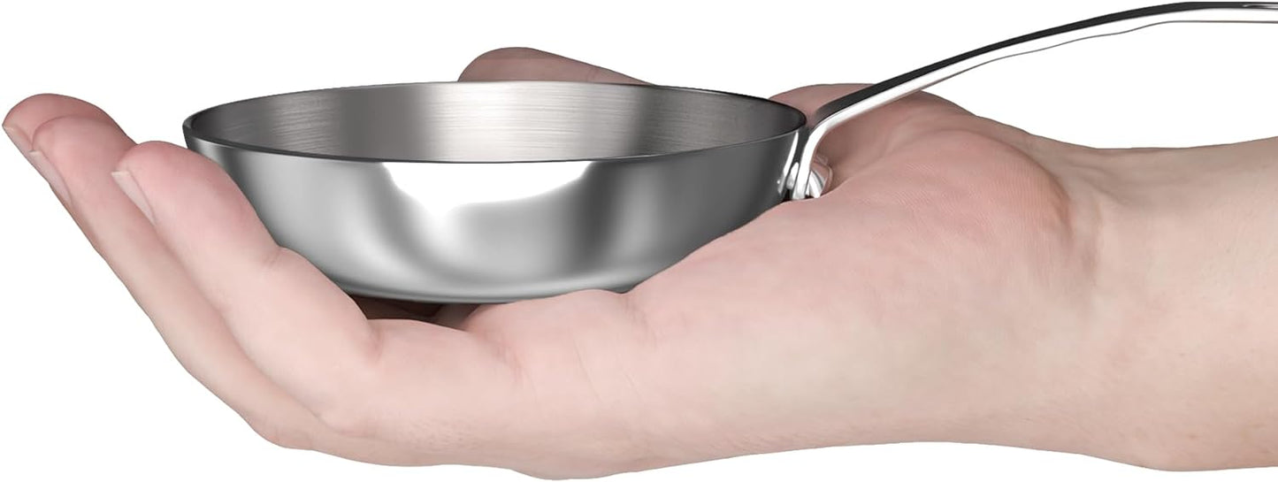 Macevia Mini 0.12QT Sauce Pan,18/10 Stainless Steel Butter Warmer Small Pot Cooking with Handle, Multipurpose Use for Home Kitchen or Restaurant (4 Inch) - Silver