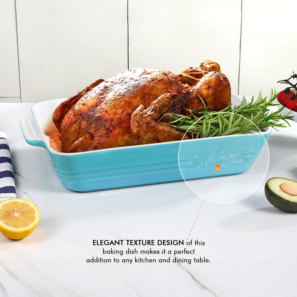 Casserole Dish Ceramic Baking Dish Casserole Dishes for Oven 9x13 Baking Dish with Handles Deep and Large Capacity Baking Dish for Casseroles Lasagnas Roasted Vegetables Great Kitchen Gifts,Blue