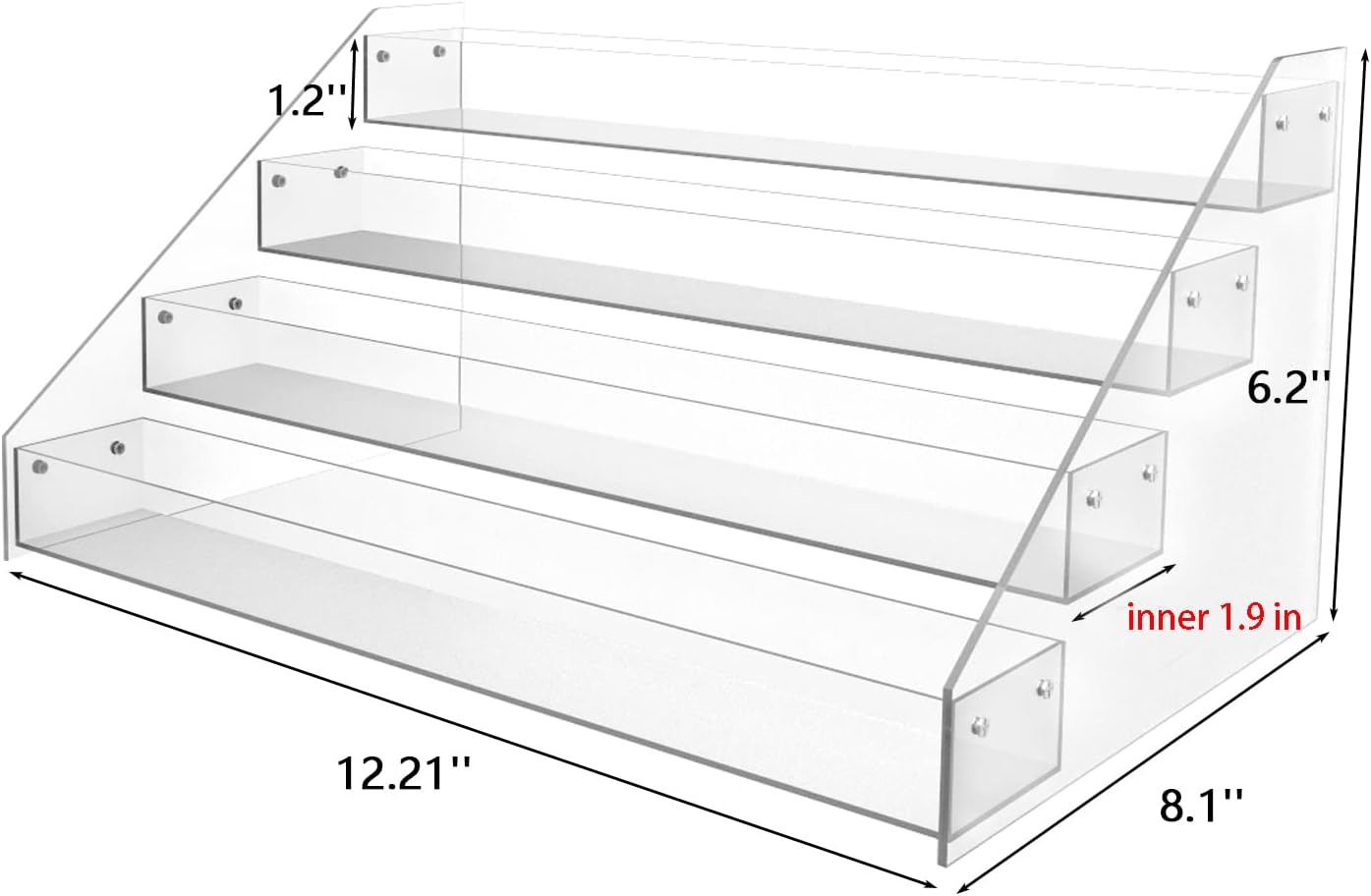 WUIVIUT Spice Rack Organizer For Cabinet, 1 4/5 in/Tier Acrylic Tiered Spice Shelf Can Storage Organizer for Kitchen Pantry Countertop