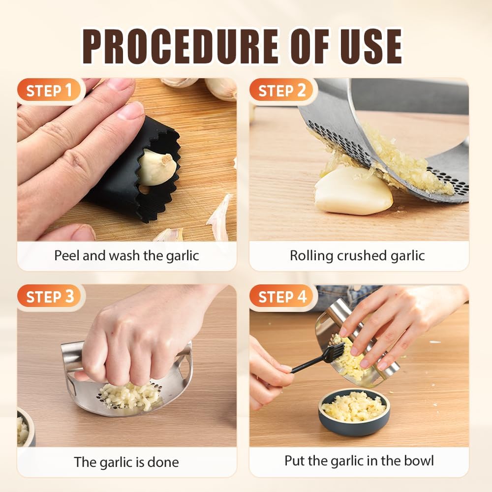 Stainless Steel Garlic Rocker,2025 New Stainless Steel Garlic Press,Garlic Press Rocker,Garlic Cutter (3)