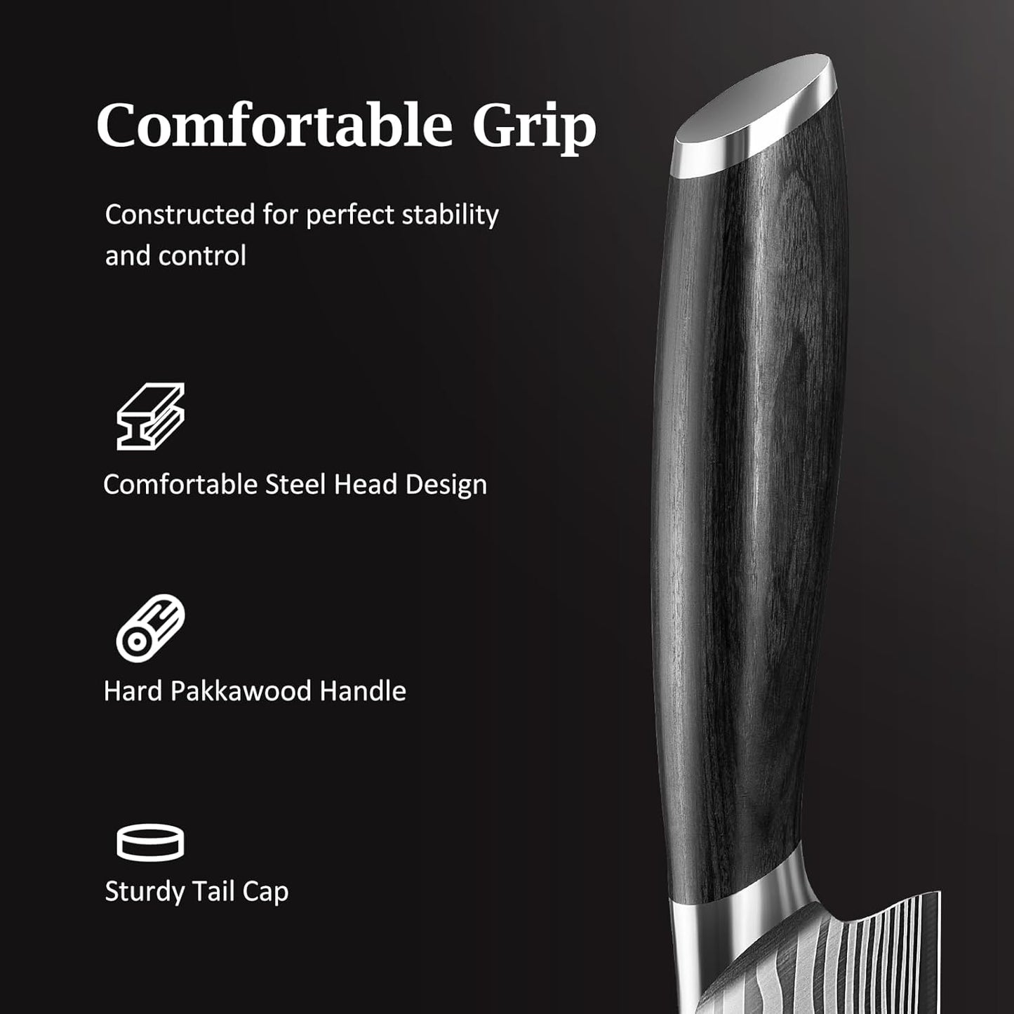 3 Pieces Knife Set, Professional High Carbon Powder Steel Kitchen Knife Set, Ultra Sharp Knives Set for Kitchen with Elegant Gift Box