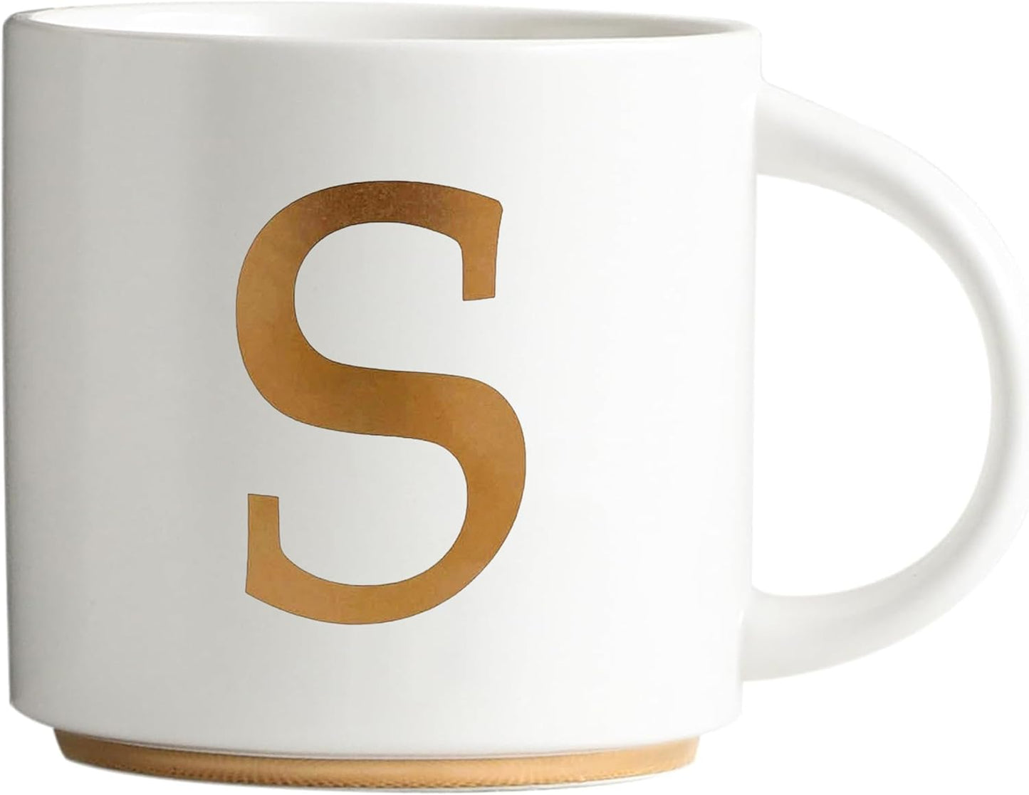 COLLECTIVE HOME - Monogram Ceramic Mugs, 15 oz Golden Initial Coffee Cups, Elegant Alphabet Tea Mugs, Elegant Personalized Mug with Gift Box, Unique Mug with Double Side Capital Letter (S)