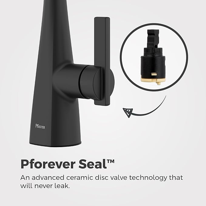 Pfister Exemplar Kitchen Faucet with Pull Down Sprayer, Single Handle, High Arc, NSF Certified, Spot Defense Matte Black Finish, F5297EPSDB