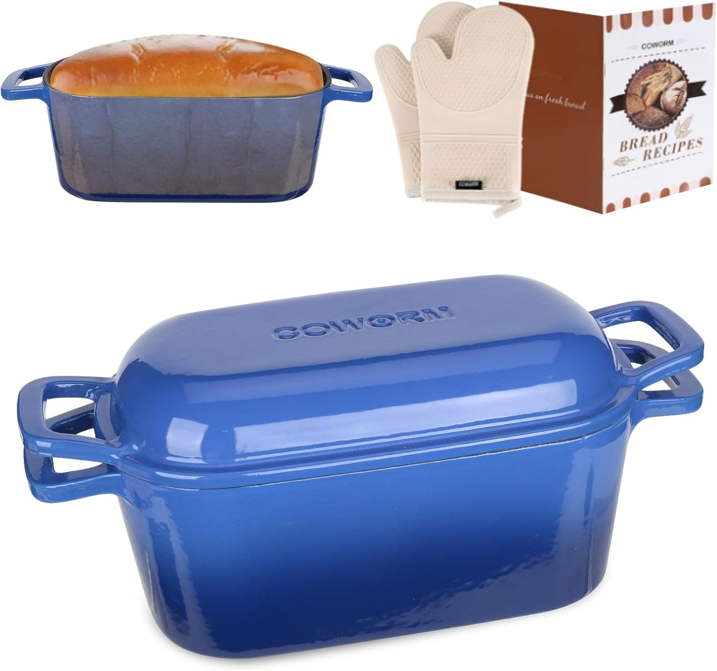 Enameled Dutch Oven for Sourdough Bread Baking, 3.6QT Oval Cast Iron Bread Pan with Lid