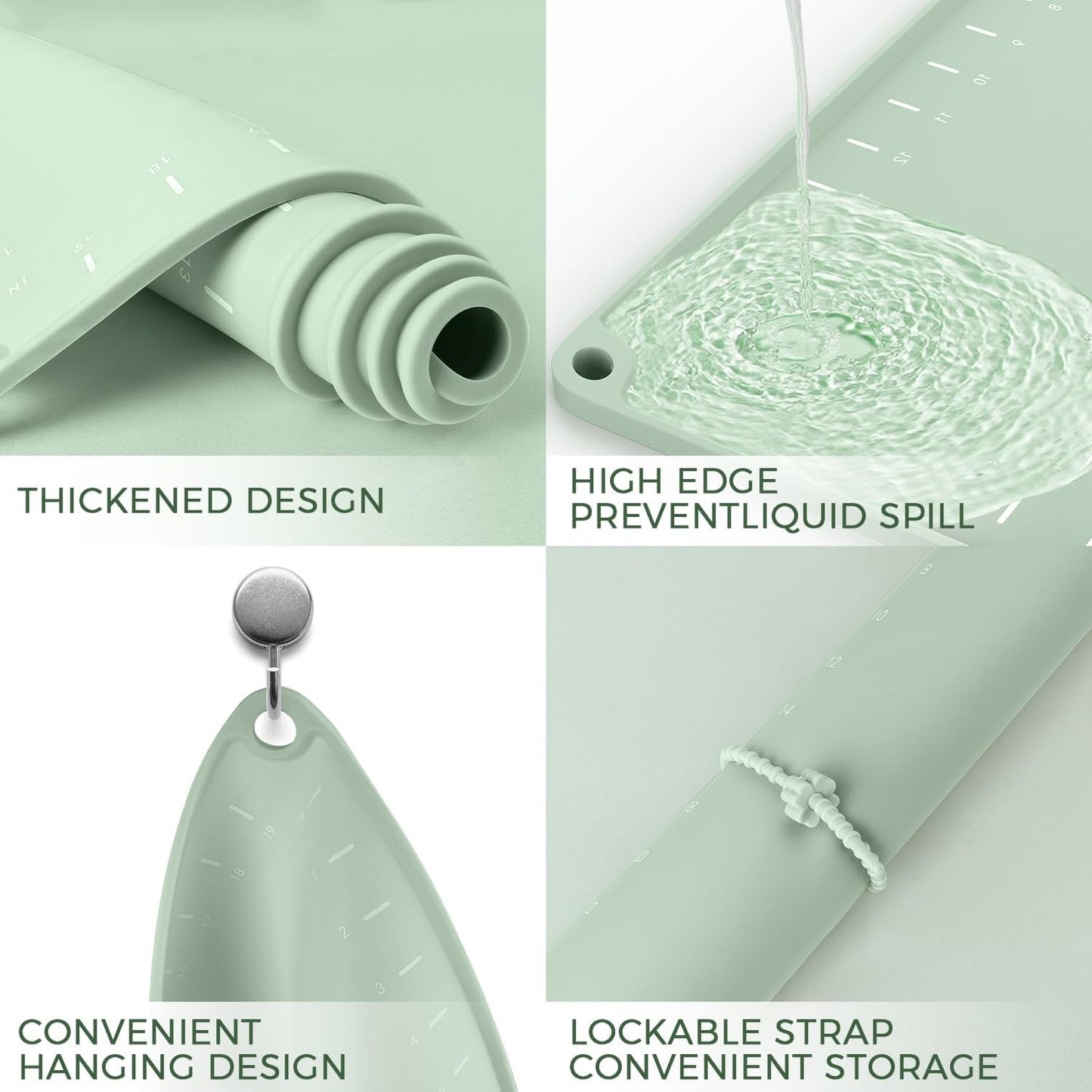 Silicone Baking Mat 32" x 24", Extra Thick Dough Rolling Mat with Measurements and Edge Heightening, Non-stick Food Grade Silicone Pastry Mat for for Pastry, Bread, Cookies, Pizza, Fondant, Pasta