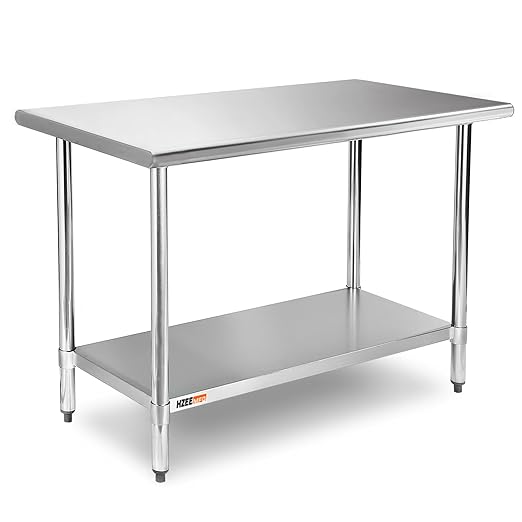 Stainless Steel Table for Prep & Work 24x48 inches,4ft, Commercial Heavy Duty Table with Undershelf for Restaurant, Home,Hotel Kitchen, Laundry Room, Garage,Workshops