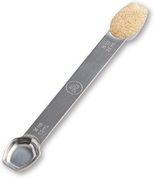 AllSpice Stainless Steel Double Sided Measuring Spoon- 1/2 Teaspoon and 1/4 Teaspoon