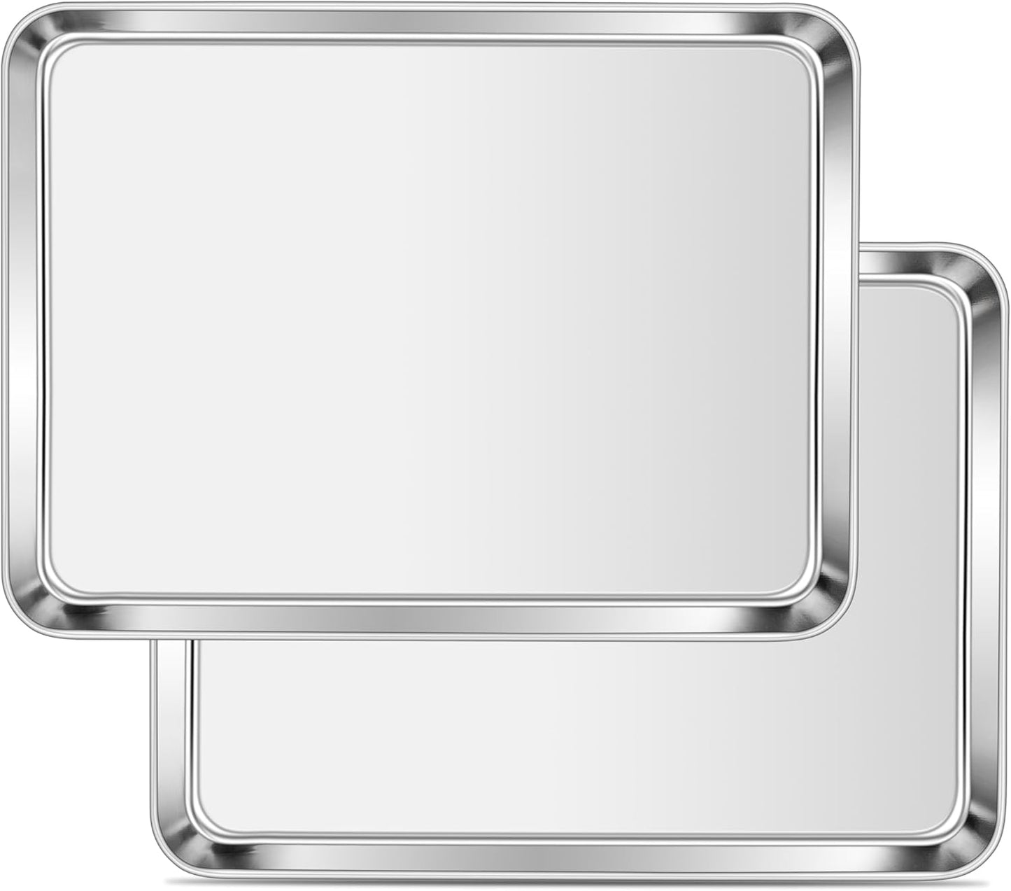 Homikit 2 Pack Baking Sheet, 10 x 8 Inch Stainless Steel Cookie Tray Set for Cooking Toasting, Small Metal Toaster Oven Baking Pan Non Stick, Rustproof & Mirror Finish, Dishwasher Safe