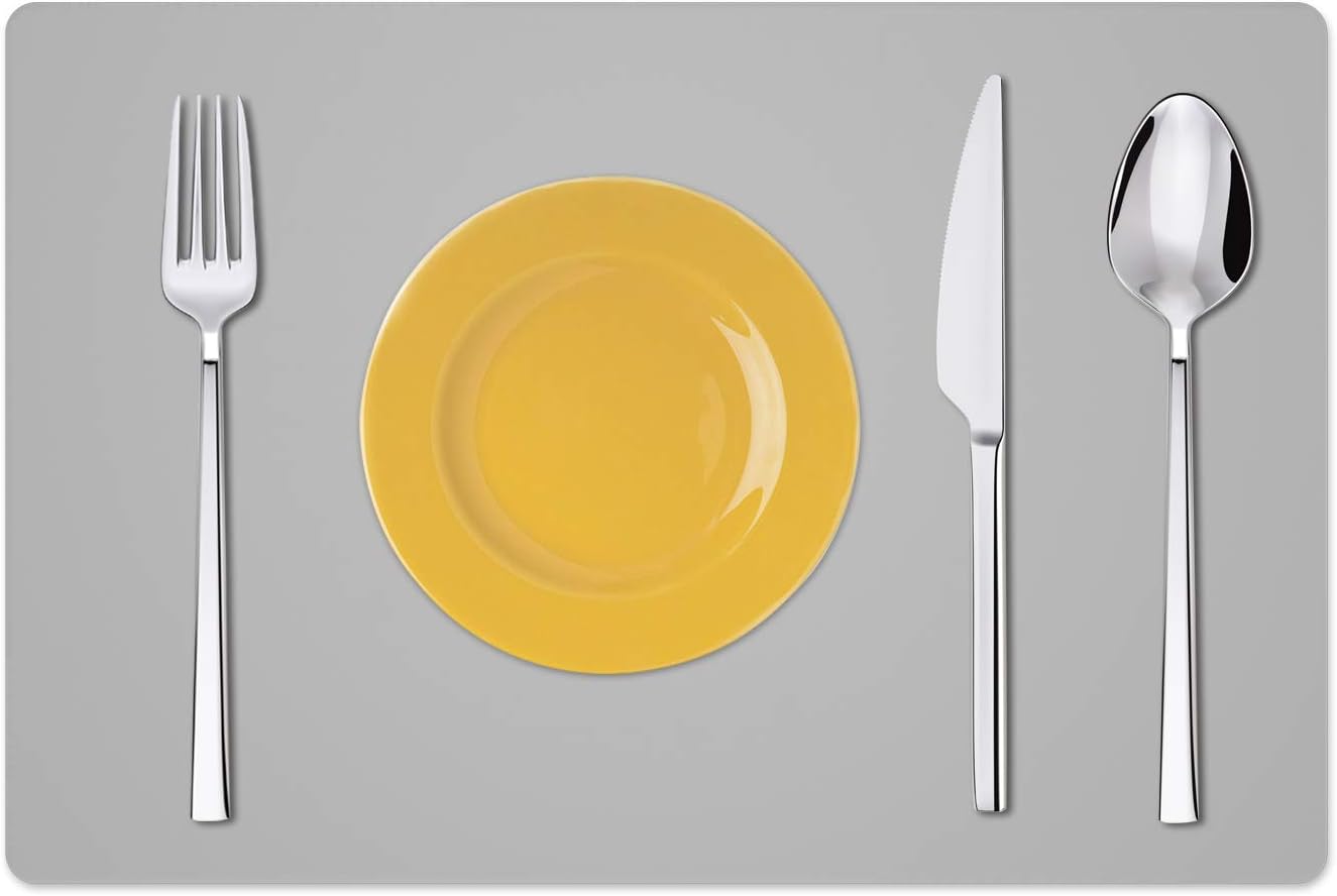 Silicone Placemats, Food-Grade Non-Slip Waterproof, Dining, Stain Resistant, Countertop Protector, Kitchen Counter Mat, Heat Resistant, Baking mat Dishwasher Safe (23.6"×15.7"-1pack, Gray)