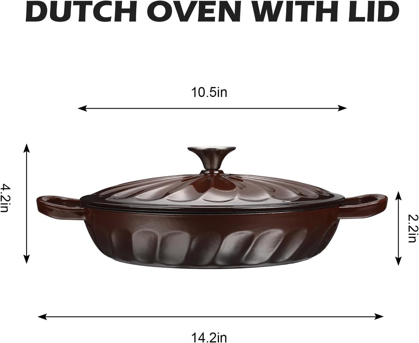 Enameled Cast Iron Braiser, 3.8 Quart Enamel Dutch Oven with Handles, Cast Iron Braiser Pan with Lid,Enameled Cookware (Brown)