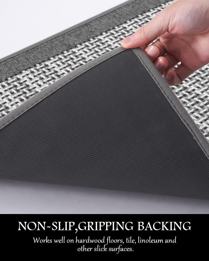 Kitchen Rugs and Mats Non Skid Washable - Non Slip Absorbent Kitchen Runner Rugs for Floor, Machine Washable Standing Mats for in Front of Sink,Entryway,Entrance,Door(20"x32",Grey)