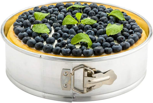 Restaurantware Met Lux 12 Inch Round Cake Pan 1 Springform Springform Pan - Removable Bottom Release Latch Silver Aluminum Cheesecake Pan For Baking Desserts
