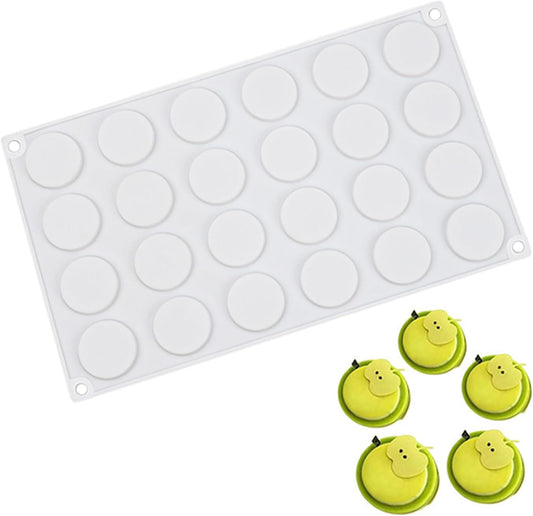 OCPO KITCHEN 3D Round Cylinder Silicone Mold for Baking Mousse Cake, Candy, Pastry, Chocolate, Cupcake, Cookie, Cake Decoration Mold, Round Shape (24-Cavity)