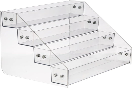 Acrylic Spice Rack, Tiered Spice Rack Shelf Seasoning Organizer for Countertop, Cabinet, Pantry, Kitchen Storage - 4 Tier