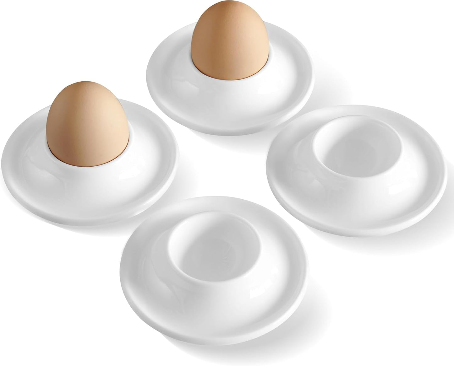 Cinf Ceramic Egg Holder Gift Set of 4 Porcelain Holder Breakfast Boiled Cooking Easy to Clean Childhood Memories Kitchen