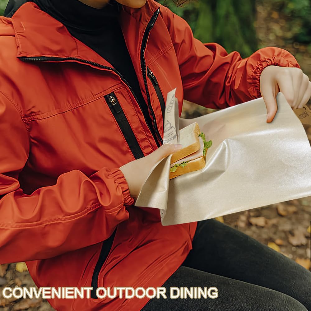 50 Pcs Sandwich Wrapping Paper Deli Wraps, Waterproof Oil-proof Picnic Basket Liners Precut Non-Stick Parchment Paper Baking Sheets for Baking, Cooking, Grilling, Air Fryer and Steaming